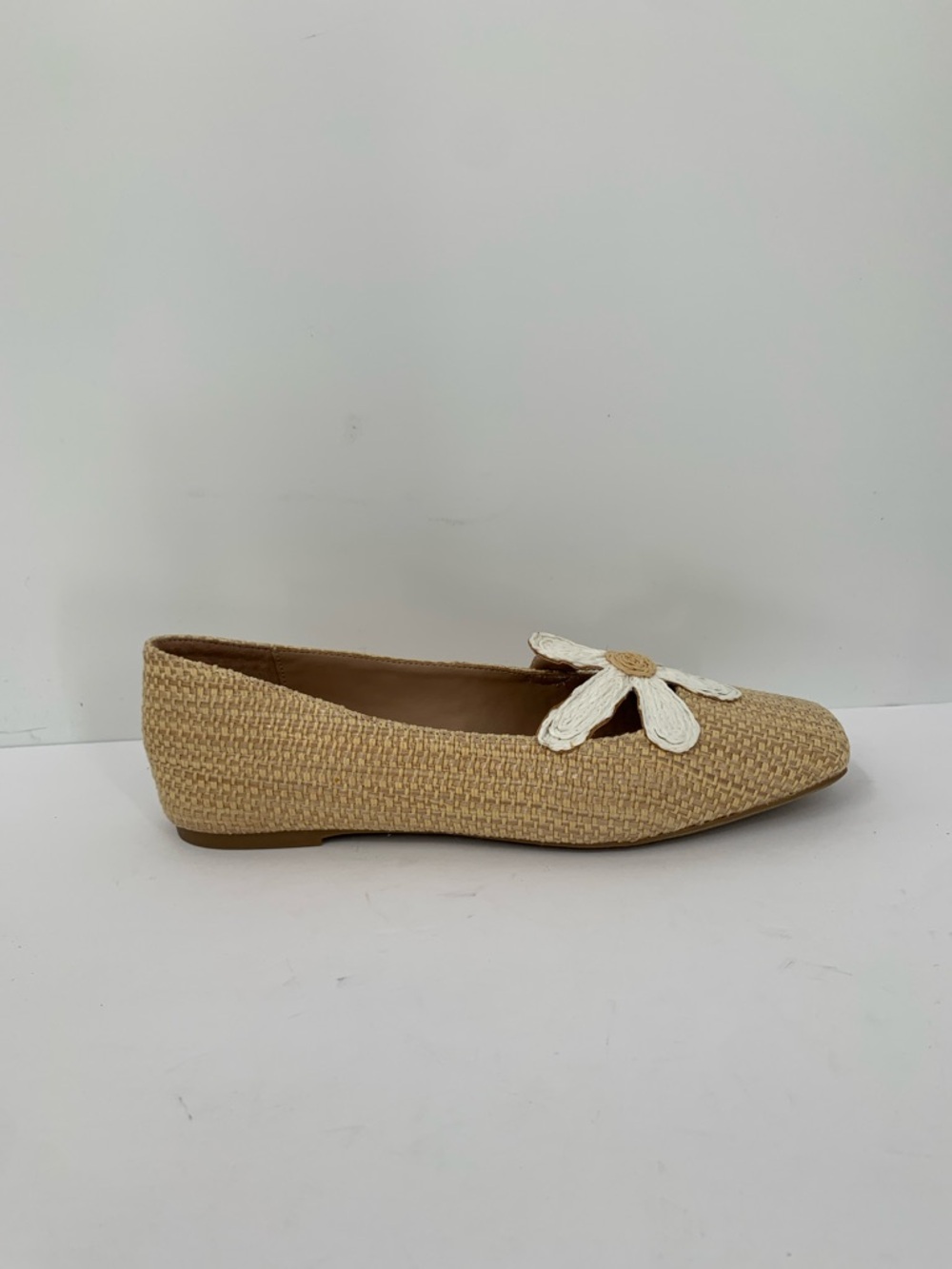 Katy Perry Collections Tan Woven Floral Applique Flats